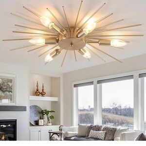 Modern Gold Starburst Ceiling Light Fixture